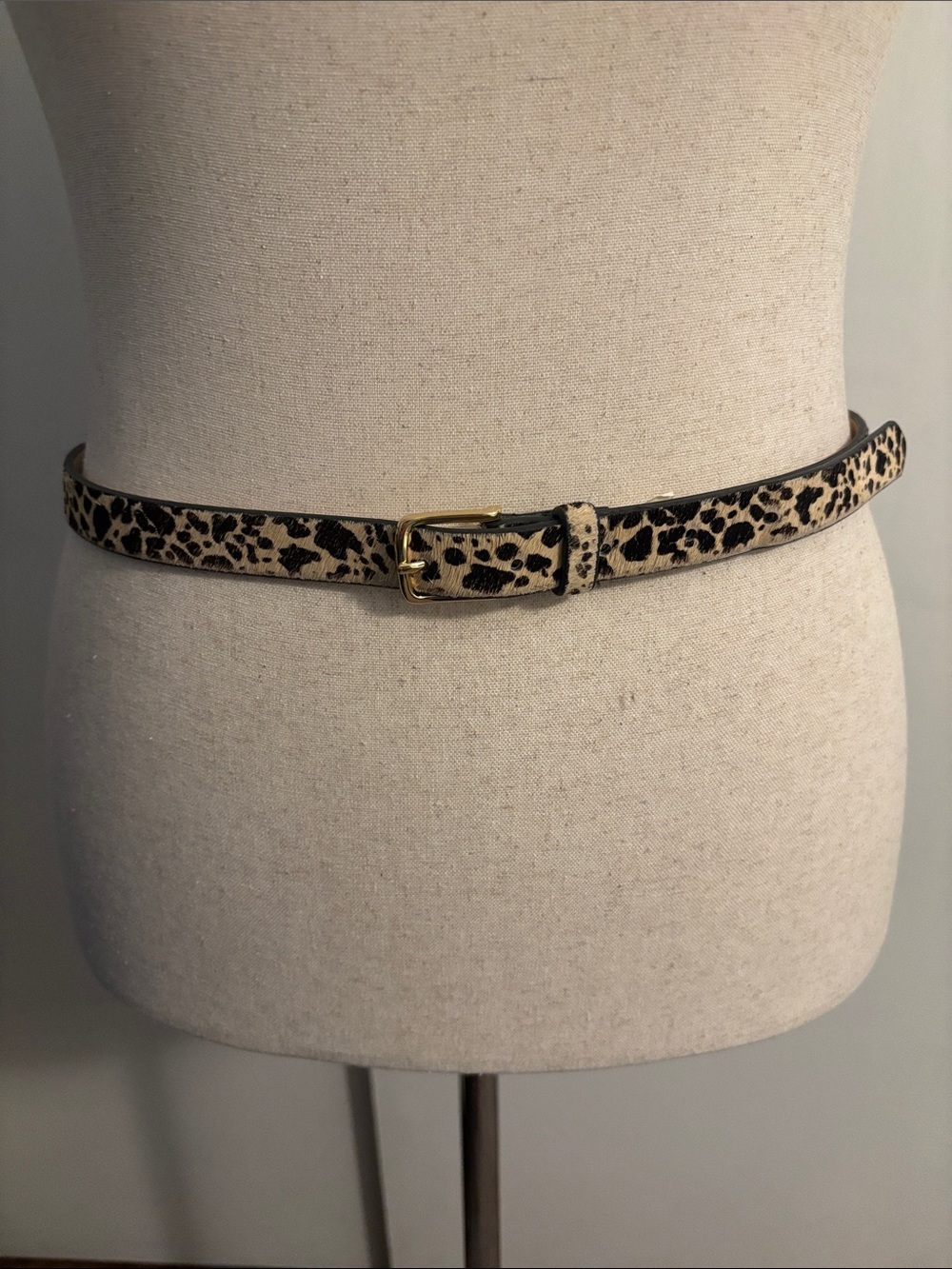 Banana Republic Animal Print Skinny Belt with Gold Buckle